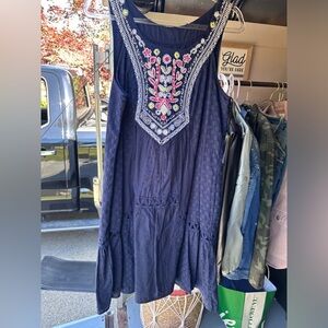 Maeve Navy Blue Embroidered Dress